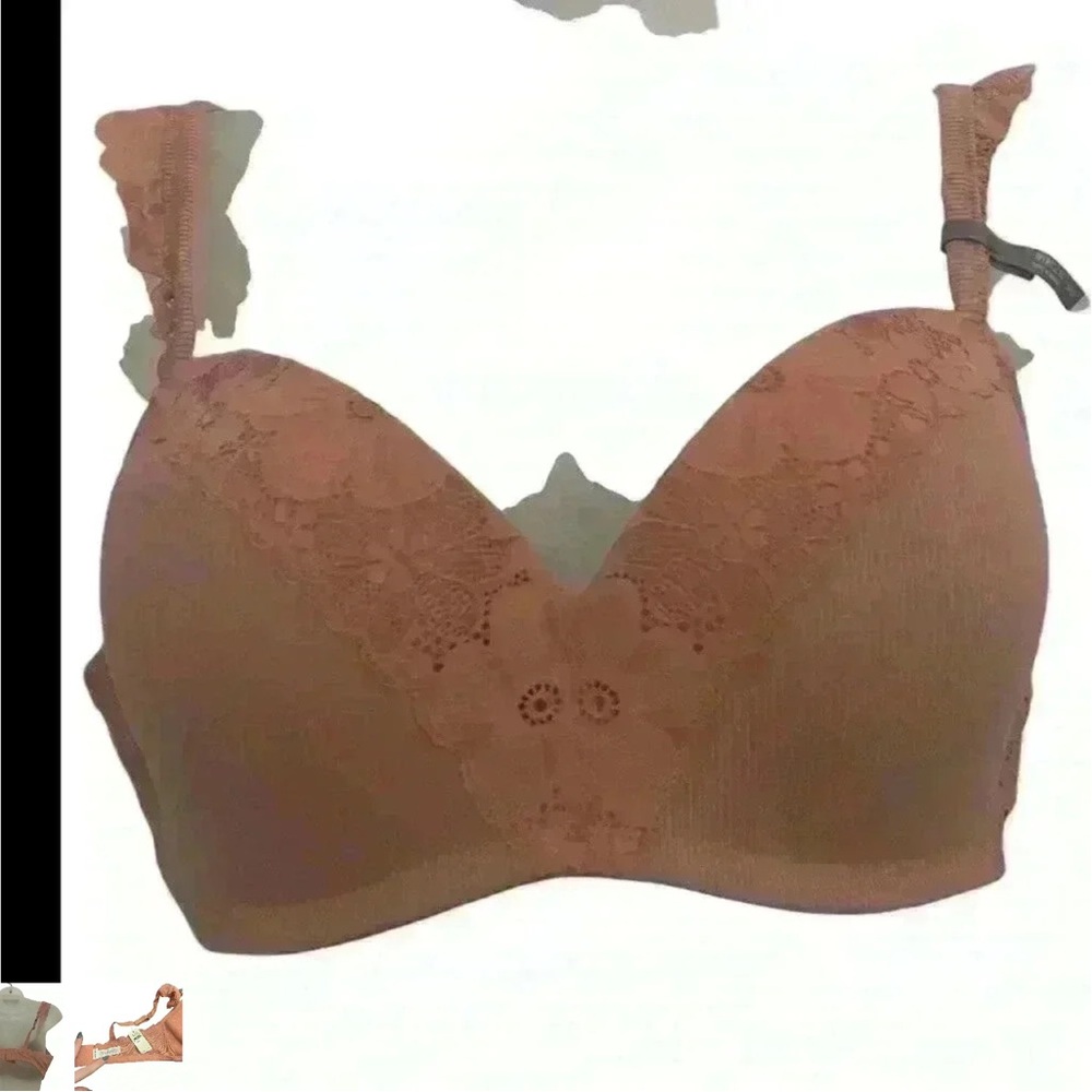 Aerie New NWT Terra Cotta Wireless Lace Trim Lightly Padded Bra Size 34DD